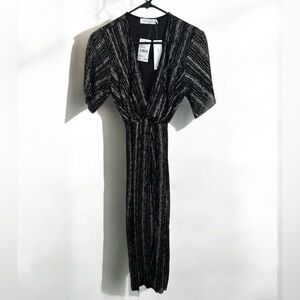 Elegant Black Metallic Striped Dress XS All In Favor